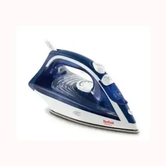 Ferro da stiro TEFAL blu e bianco con impostazioni regolabili e piastra in metallo lucidato