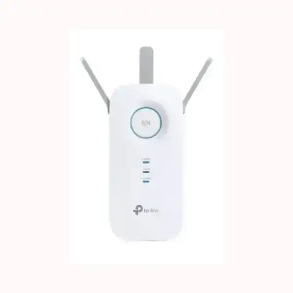 Ripetitore range extender WiFi TPLINK bianco con tre antenne esterne pulsante WPS e indicatori LED frontali