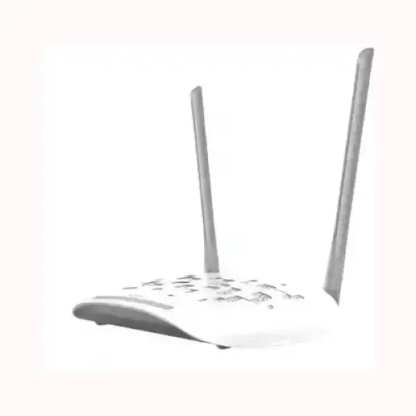 Access Point TPLINK bianco con due antenne esterne per rete WiFi domestica e montaggio su tavolo o parete