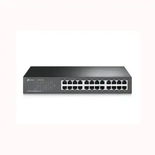 Switch Ethernet 24 porte TPLINK con chassis metallico nero ideale per reti aziendali e uffici