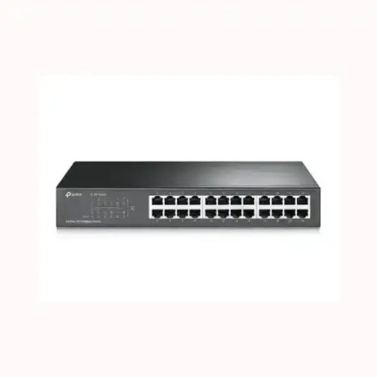 Switch Ethernet 24 porte TPLINK con chassis metallico nero ideale per reti aziendali e uffici