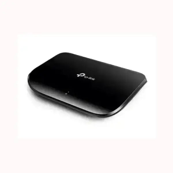 Switch di rete nero compatto TPLINK per ufficio domestico con design sottile e indicatori LED