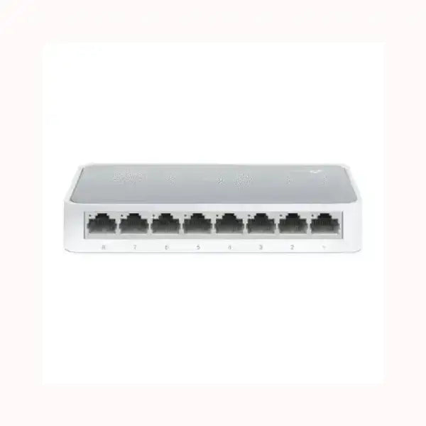 Switch Ethernet 8 porte TPLINK bianco compatto per rete domestica e ufficio design desktop
