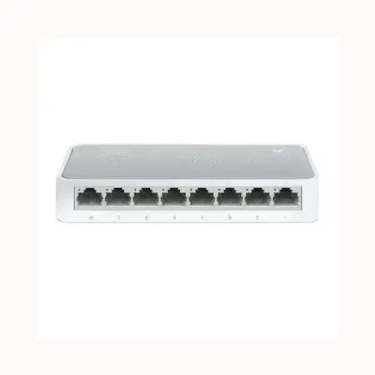 Switch Ethernet 8 porte TPLINK bianco compatto per rete domestica e ufficio design desktop