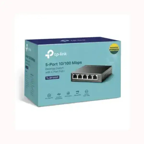 Scatola TPLINK switch desktop 5 porte 10 100 Mbps con alimentazione PoE ideale per ufficio