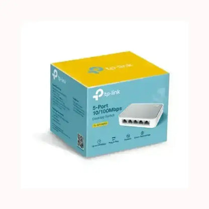 Scatola switch desktop TPLINK 5 porte 10 100 Mbps bianco modello compatto per rete domestica e ufficio