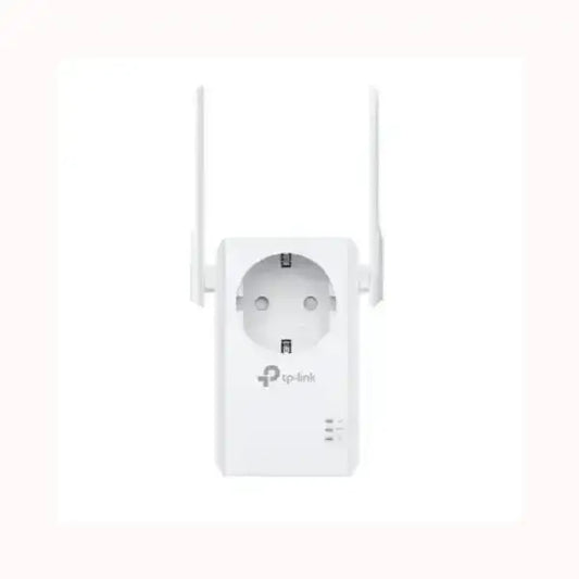 Ripetitore WiFi TPLINK con presa passante Schuko bianco e due antenne esterne per estendere copertura domestica