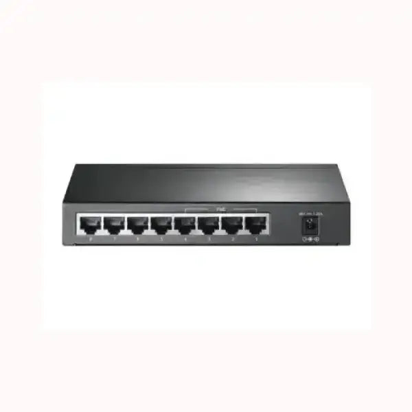 Switch TPLINK 8 porte Ethernet in metallo nero per rete LAN domestica o ufficio compatto e plug and play