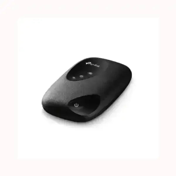 Router portatile nero TP-Link TPLINK con design compatto e tasto di accensione