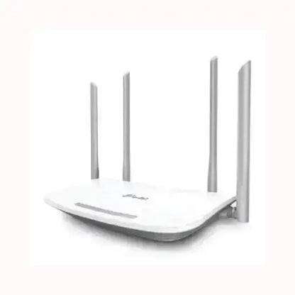 Router wireless TPLINK bianco con quattro antenne per connessione internet veloce e stabile