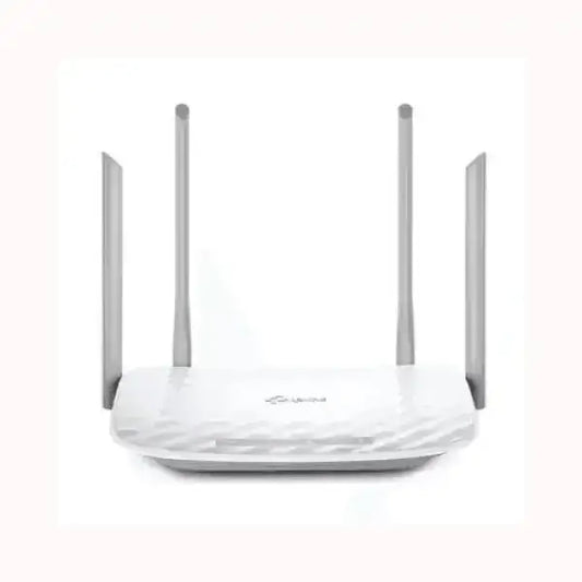 Router wireless bianco con quattro antenne TP-LINK per connessione internet veloce
