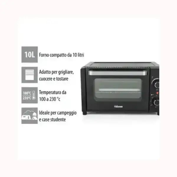 Fornetto TRISTAR compatto da 10 litri con temperatura da 100 a 230 gradi per grigliare e tostare