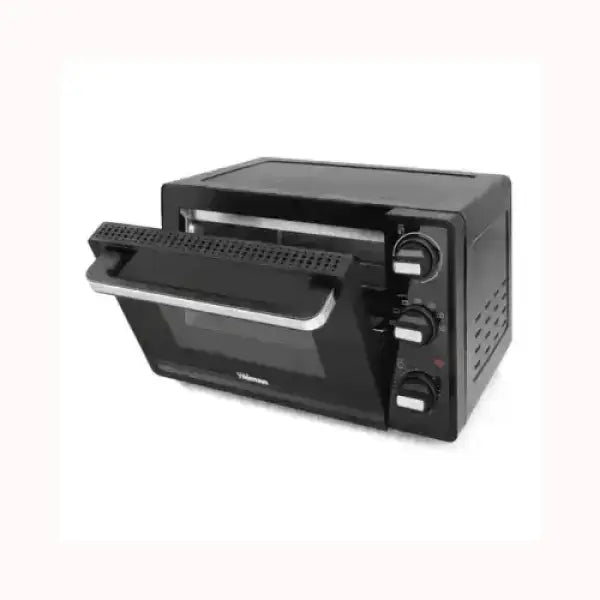 Fornetto nero Princess con porta aperta e manopole di controllo modello TRISTAR
