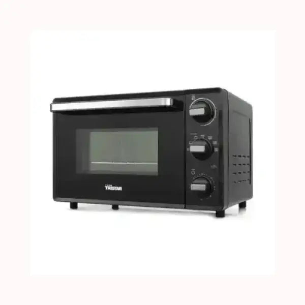 Fornetto elettrico TRISTAR nero con tre manopole di controllo per temperatura e tempi di cottura