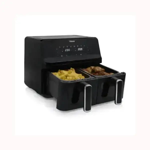 Tristar friggitrice doppia con due cassetti neri e display digitale per friggere patatine e carne