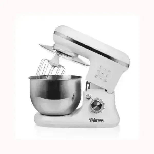 Impastatrice TRISTAR bianca con ciotola in acciaio inox e fruste per miscelare
