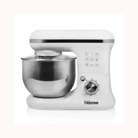 Impastatrice TRISTAR bianca con ciotola in acciaio inox e controllo velocità regolabile