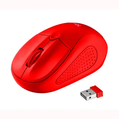 Mouse wireless rosso Trust Primo con ricevitore USB e design ergonomico antiscivolo