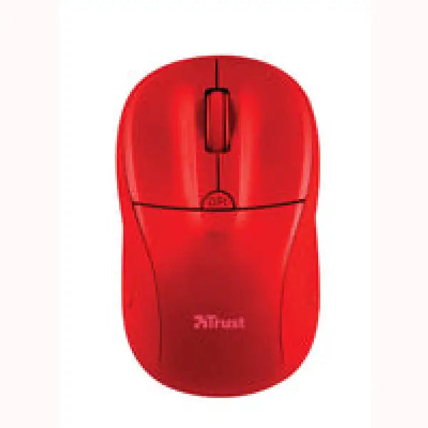Mouse Trust Primo rosso con design ergonomico e rotellina di scorrimento centrale