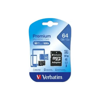 VERBATIM MICRO SD 64GB CON ADATTATTATORE 44084 CL10 - Micro SD - TecnoRoyal