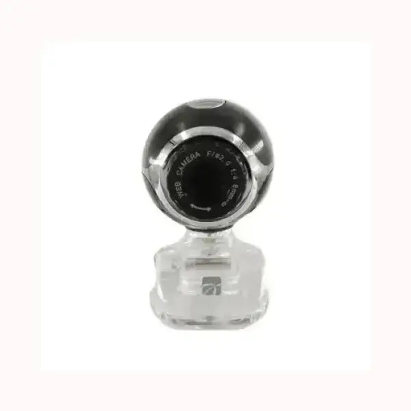 Webcam Xtreme nera con supporto trasparente e design compatto per videochiamate e streaming