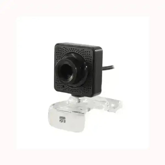 WEBCAM Xtreme compatta con supporto trasparente e design quadrato nero con cavetto integrato