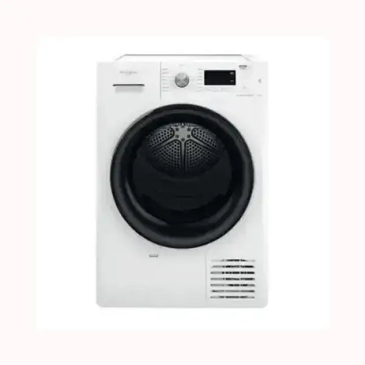 Asciugatrice WHIRLPOOL bianca a carica frontale con display digitale e manopola di controllo