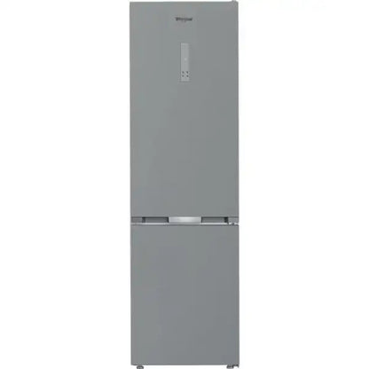 Frigo combinato Whirlpool grigio con doppia porta e design moderno per cucina