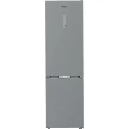 Frigo combinato Whirlpool grigio con doppia porta e design moderno per cucina