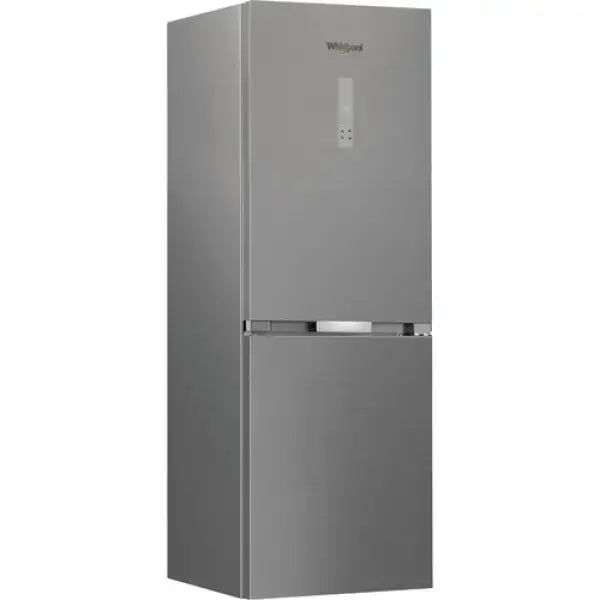Frigorifero Whirlpool a due porte in acciaio inox con design moderno e display digitale