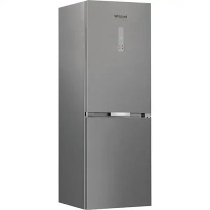 Frigorifero Whirlpool a due porte in acciaio inox con design moderno e display digitale