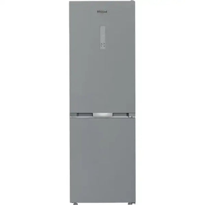 Frigorifero Whirlpool verticale grigio con doppia porta e design moderno
