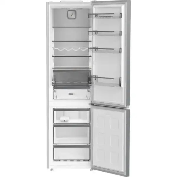 Frigorifero combinato Whirlpool bianco con vano frigorifero superiore e congelatore inferiore aperti