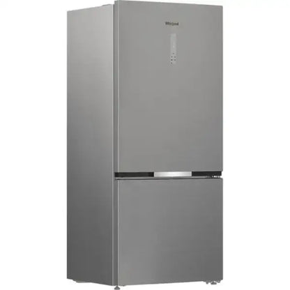 Frigorifero Whirlpool a doppia porta in acciaio inox con design moderno e pannello di controllo