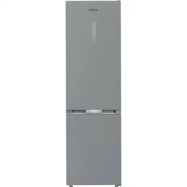 Frigorifero Whirlpool verticale grigio con doppia porta e design moderno per la casa