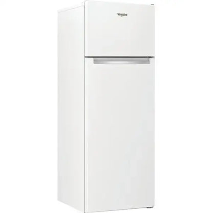 Frigorifero Whirlpool bianco con congelatore superiore e design compatto verticale