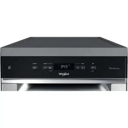 Lavastoviglie Whirlpool con pannello di controllo digitale e design moderno in acciaio inox