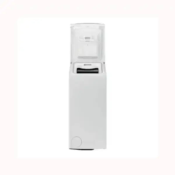 Lavatrice a carica dall'alto WHIRLPOOL bianca con design compatto e apertura del coperchio