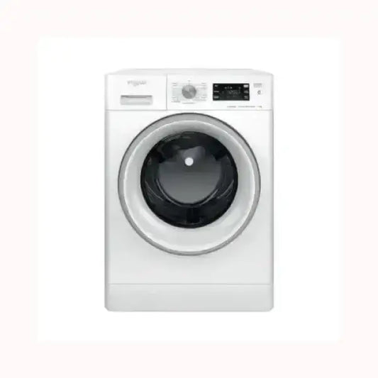 Lavatrice frontale bianca WHIRLPOOL con porta a oblò e pannello di controllo digitale