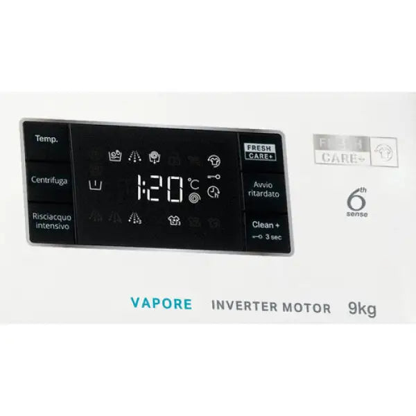 Pannello di controllo digitale della lavatrice Whirlpool con funzioni vapore e motore inverter da 9 kg