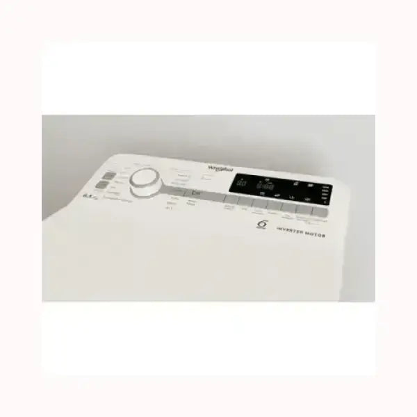 Pannello di controllo lavatrice WHIRLPOOL con selettore cicli e display digitale bianco