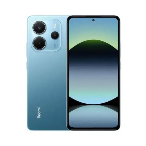 Smartphone Xiaomi Redmi in blu con tre fotocamere posteriori e display grande