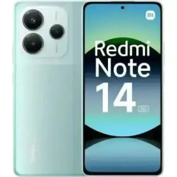 Smartphone Xiaomi Redmi Note 14 verde con tripla fotocamera posteriore e schermo full display