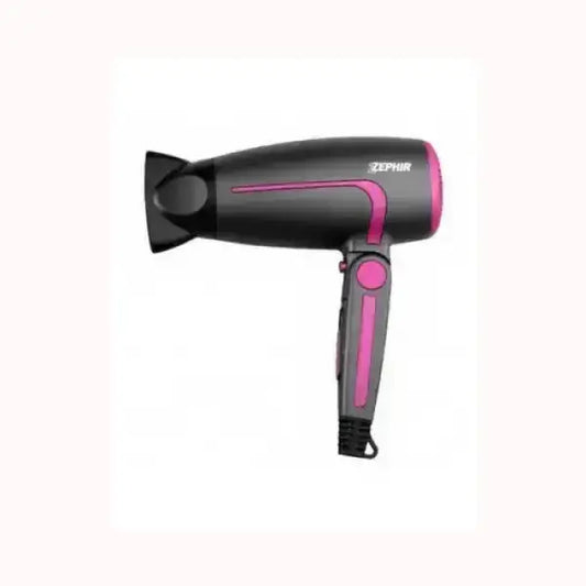 Asciugacapelli ZEPHIR nero e rosa con design ergonomico e concentratore per asciugatura precisa