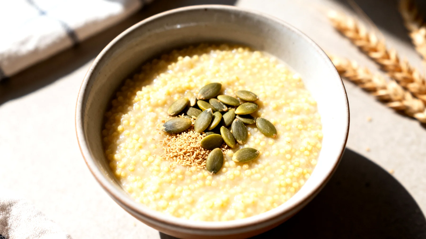 Porridge di miglio con semi di zucca e germe di grano"