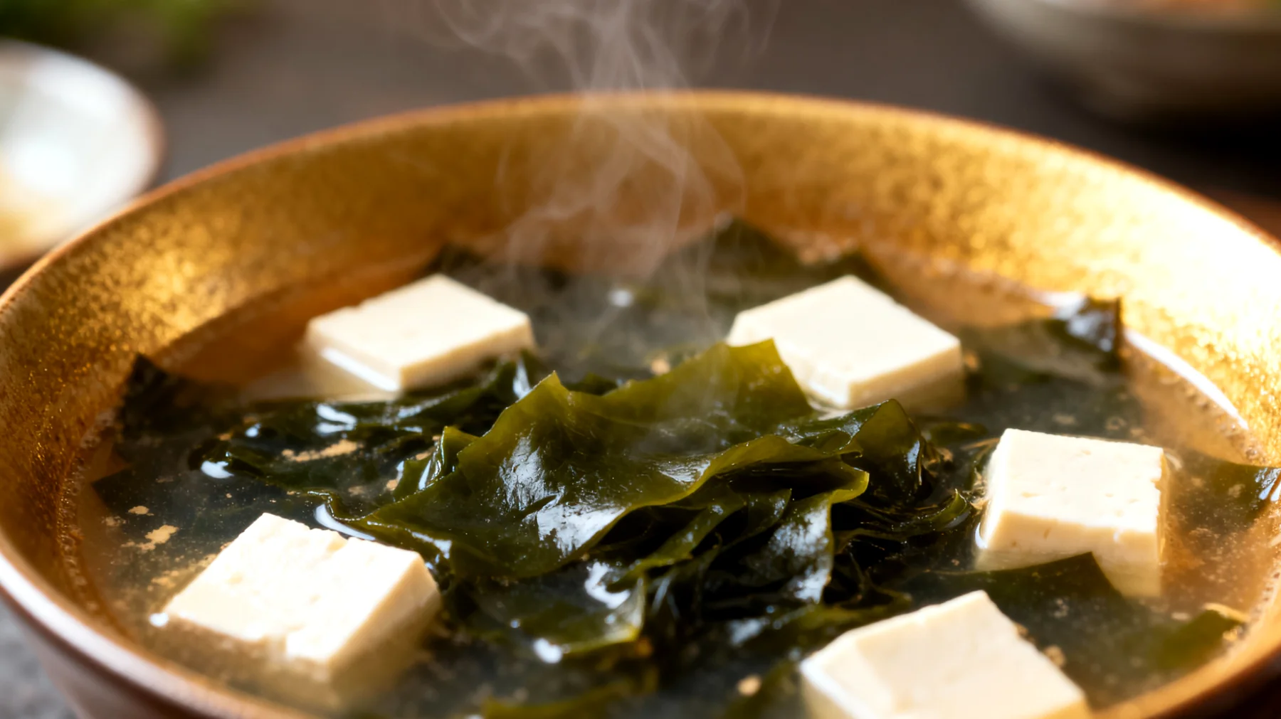 Zuppa di miso con alghe wakame e tofu"