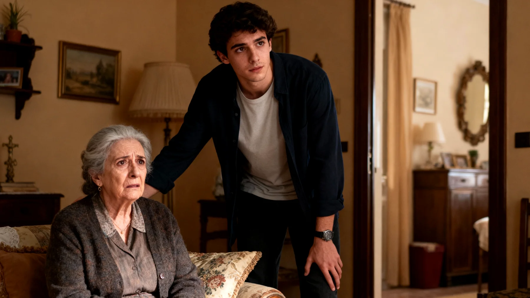 La nonna si trova a gestire un nipote giovane adulto che fatica a distaccarsi emotivamente e praticamente da lei, mostrando una dipendenza eccessiva che ostacola la sua autonomia e il suo percorso di crescita verso l'indipendenza"